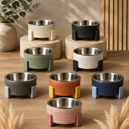 Custom Colour Raised Pet Bowl with Stainless Steel Insert
