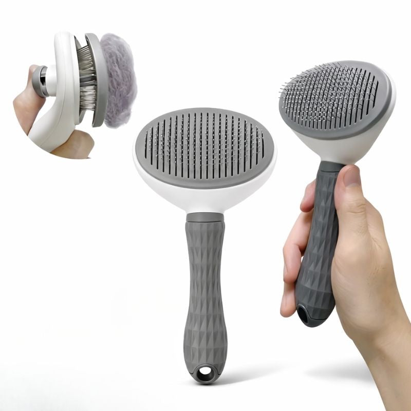 Dog shedding brush for daily grooming routine gray
