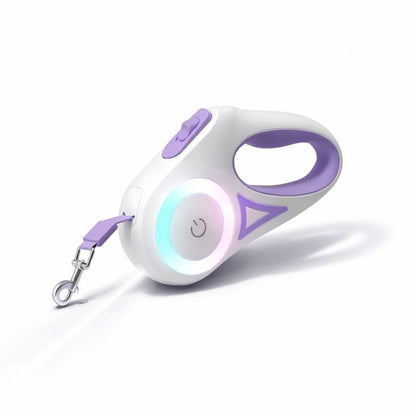 White and purple pet leash with remote control on a white background