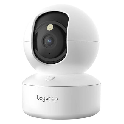 White security camera with 'boykeep' branding on a white background