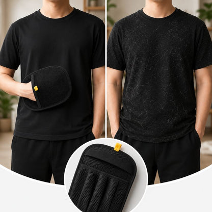 Black pet hair remover mitt for furniture cleaning