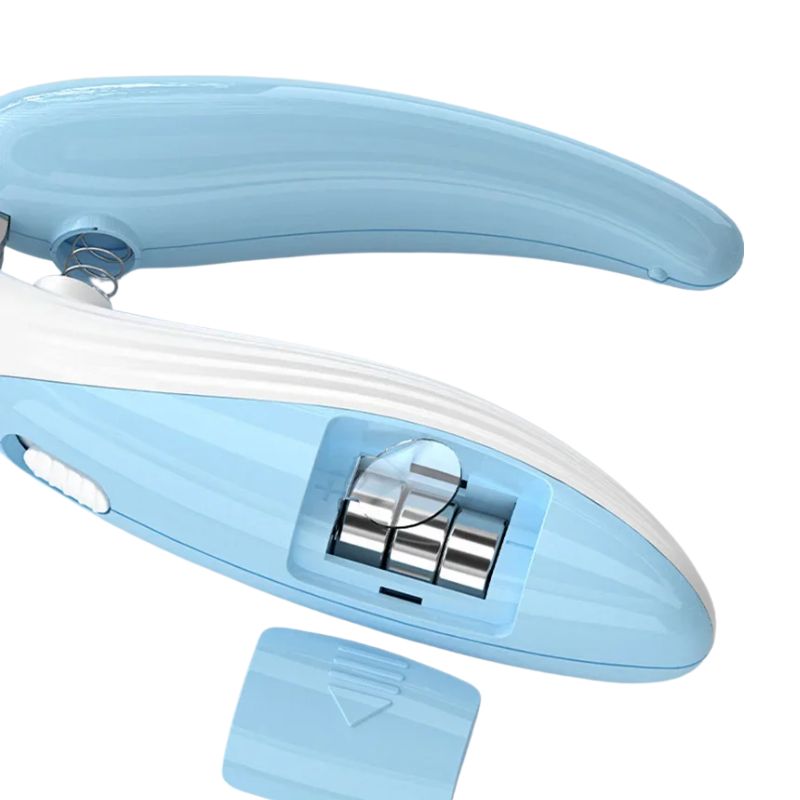 Blue and white hole puncher on a white background