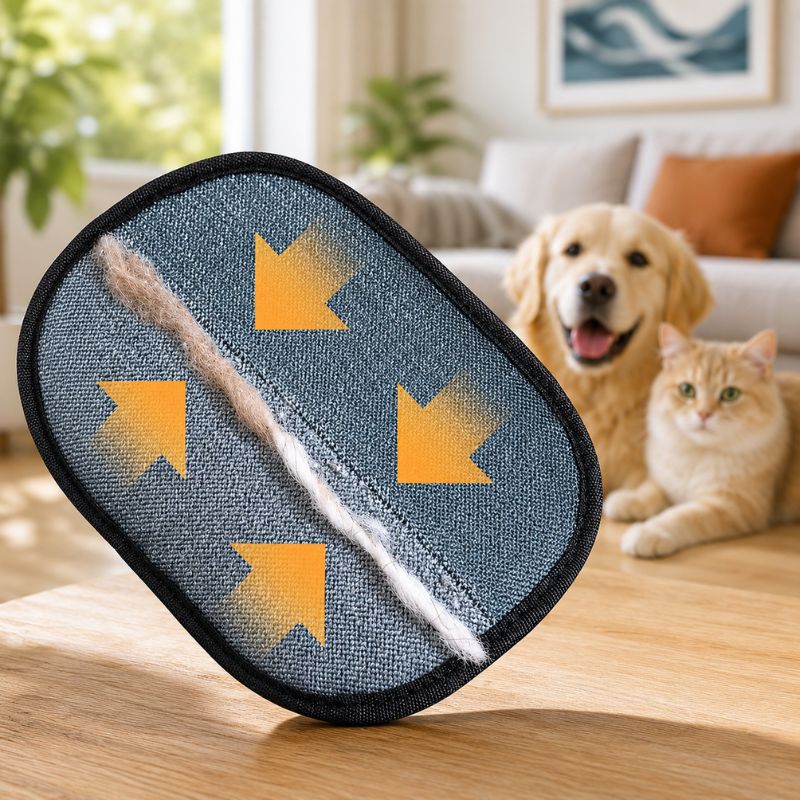 Portable pet hair cleaning glove for home use