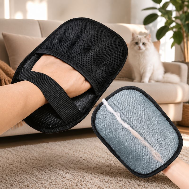 Easy-to-use pet fur remover mitt for couches