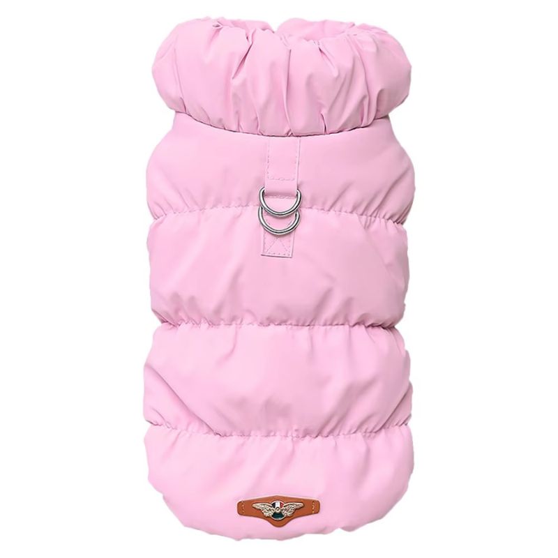 Soft pink padded puppy jacket for autumn and winter weather