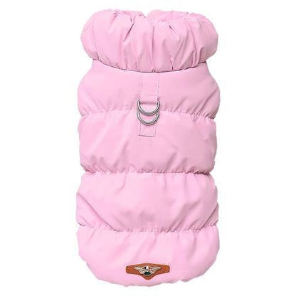 Soft pink padded puppy jacket for autumn and winter weather